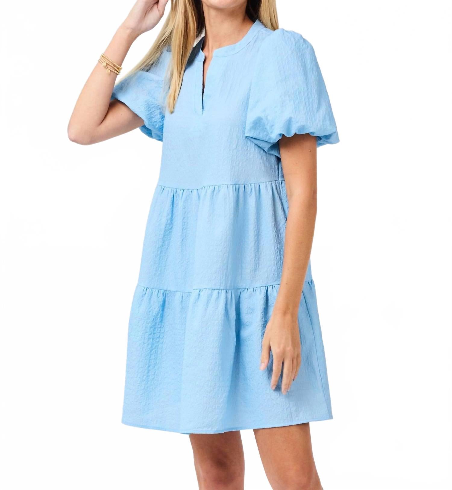 Kinsley Knee Length Dress In Light Blue