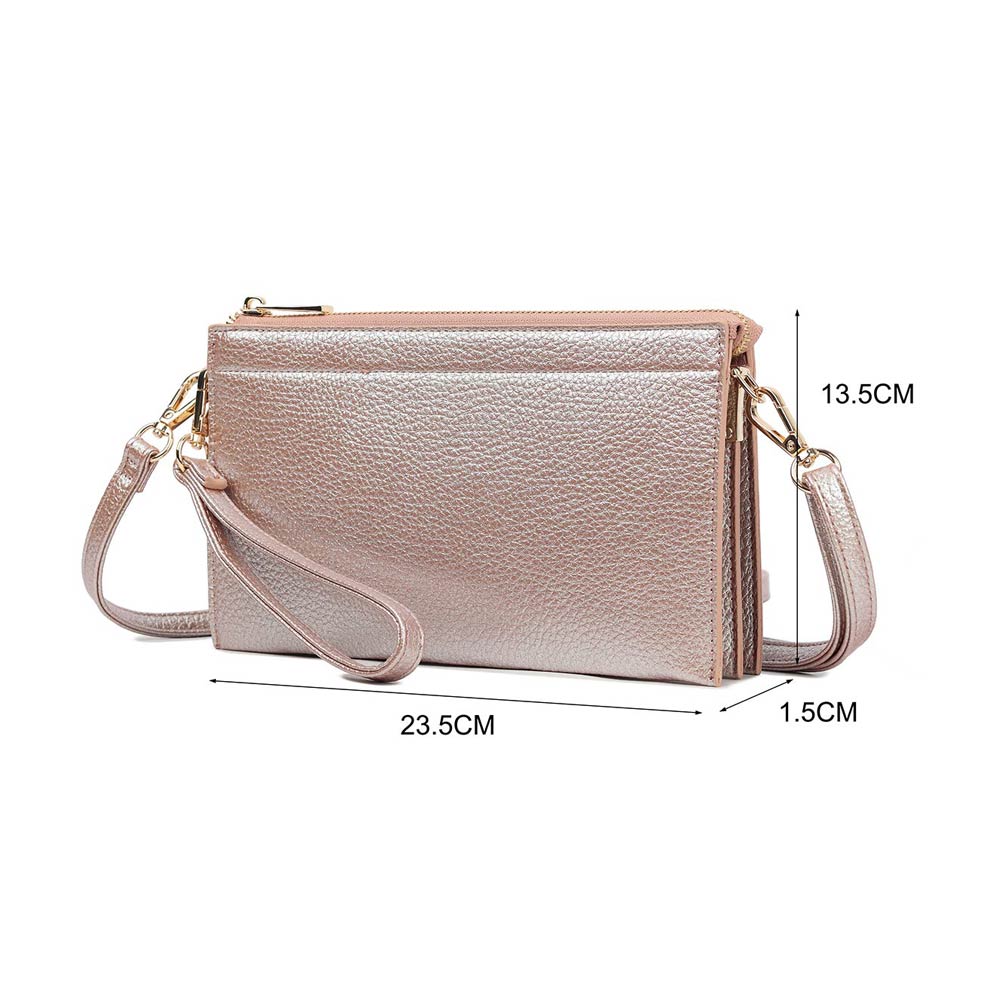 Faux Leather Floral Pattern Slim Wallet Crossbody Bag