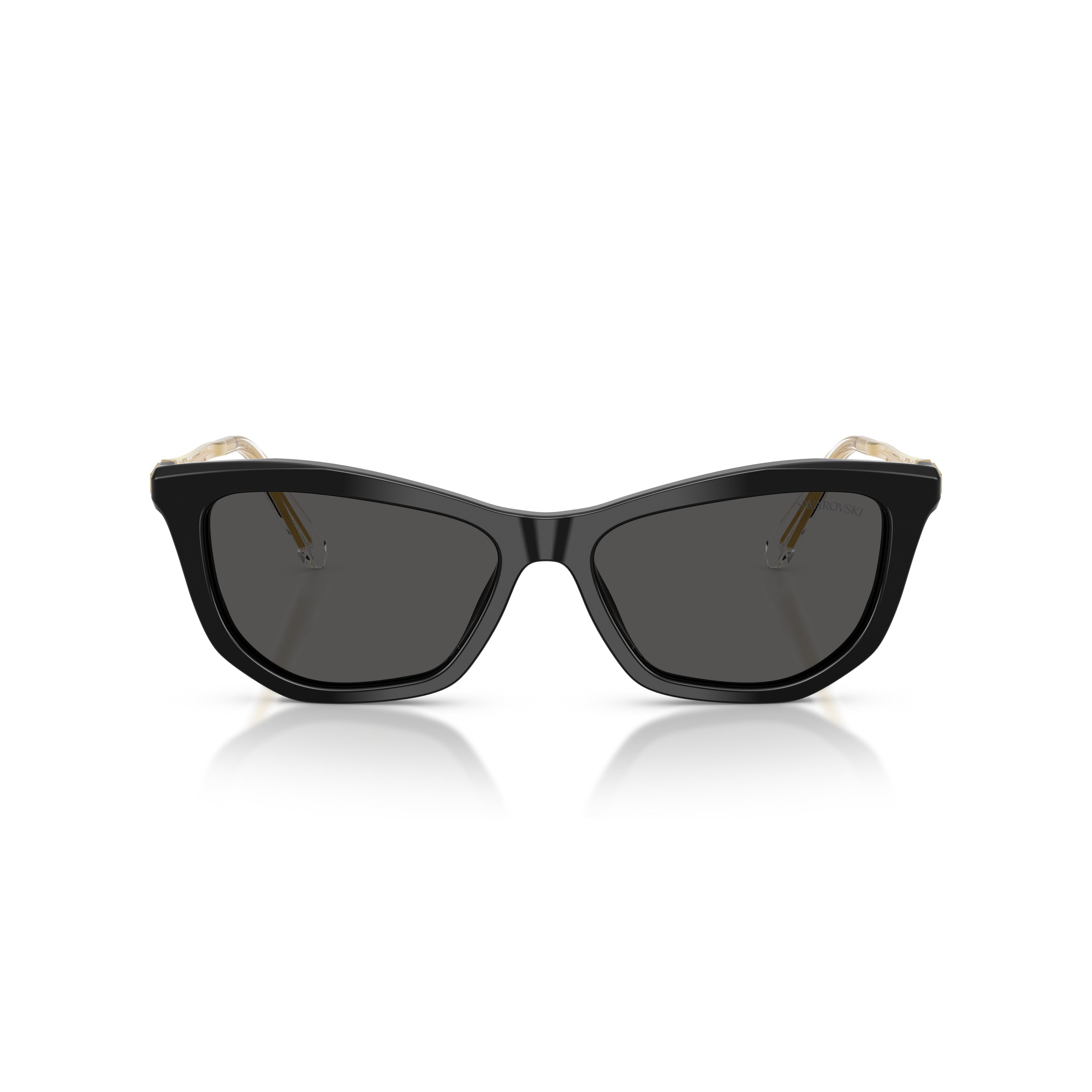 0Sk6057 Bold Black Acetate Cat-Eye Sunglasses with Crystal Embellishments