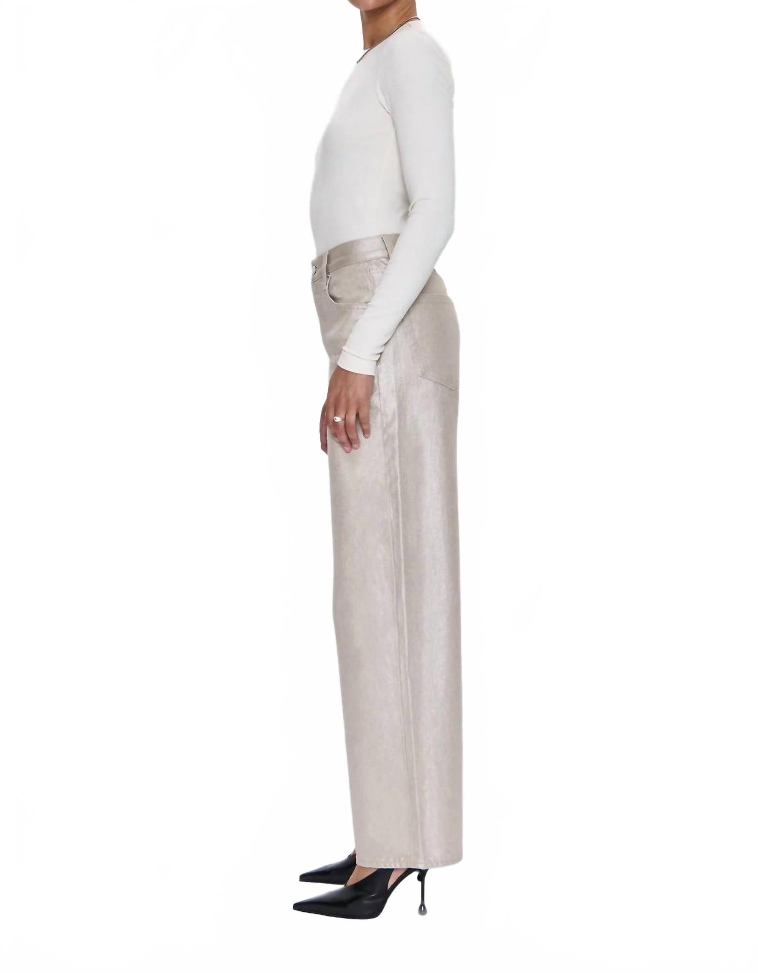 Tate High Rise Bowed Leg Jeans In Champagne Luster