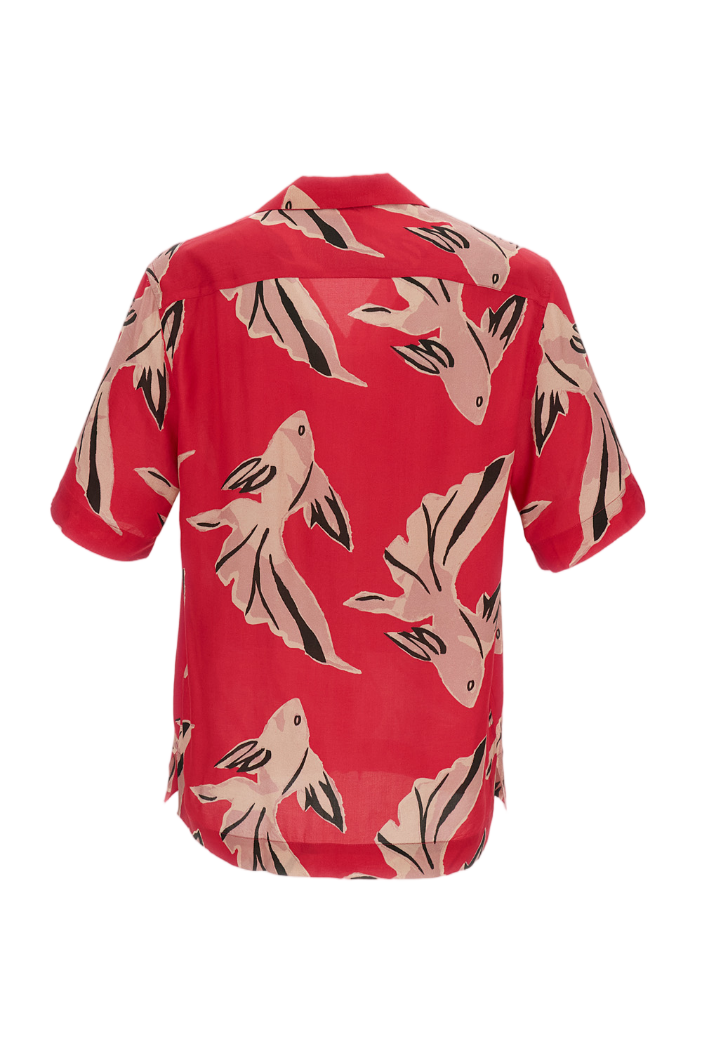 Flowing Oversized Short-Sleeve Shirt With Abstract Bird Print
