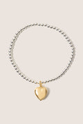 Women's Classic Mixed Metal 3mm Bracelet w. Heart