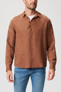 Arney Popover Linen Blend Shirt In Vintage Italian Coffee