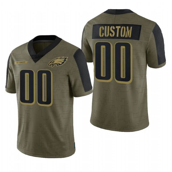 Custom1 Philadelphia Eagles Olive 2021 Salute To Service Limited Football Jerseys