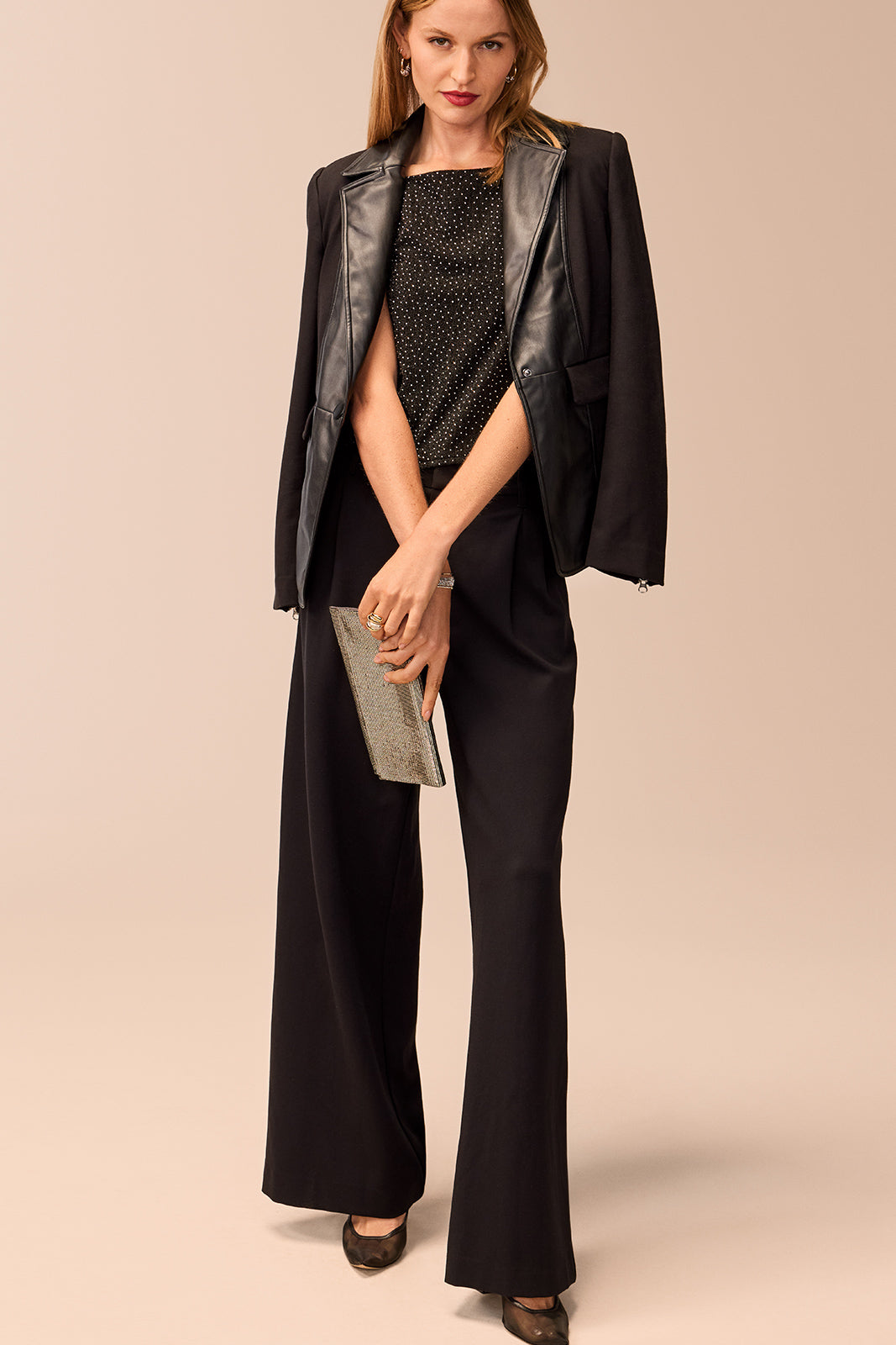 Women's Cheryl Pleated Knit Wide Leg Trouser Pants