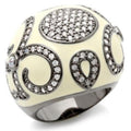 Ruthenium Brass Ring with AAA Grade CZ in Clear