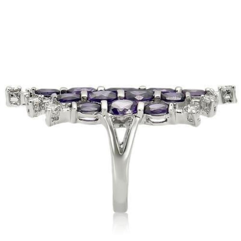 Rhodium Brass Ring with AAA Grade CZ in Amethyst
