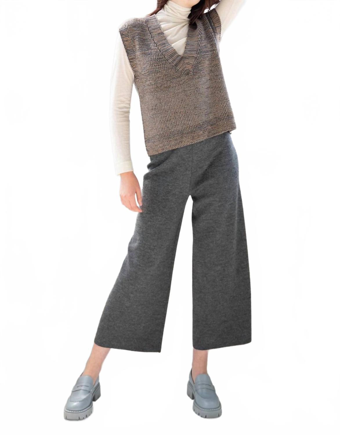 Wide Leg Trousers In Shadow Grey Heather
