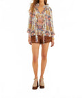 Sea Garden Long Sleeve Blouse In Off-White