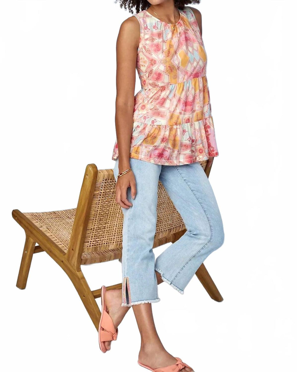 Silvia Side Slit Straight Leg Jean In Blue