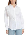 Fitted Waist Button Down Shirt In White