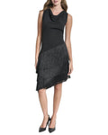 DKNY Cowl Neck Tier Front Dress