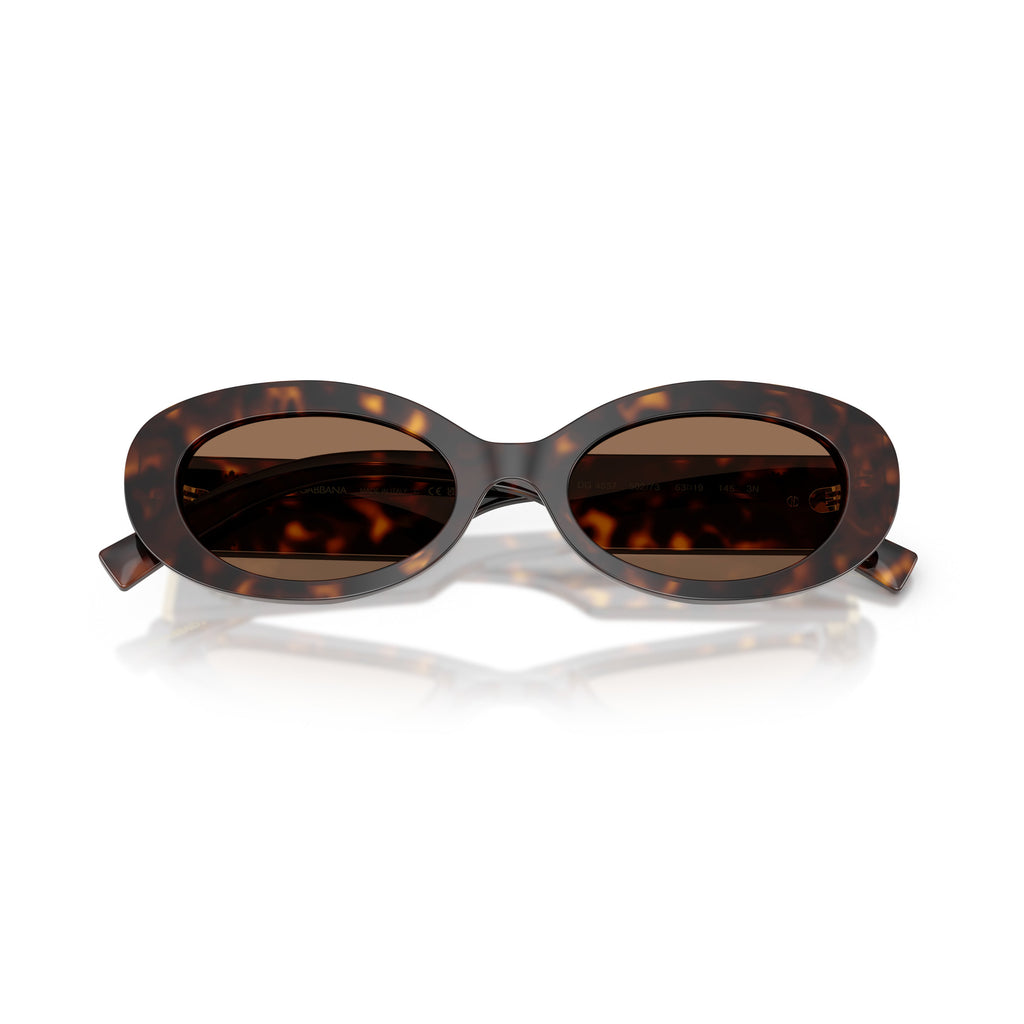 0Dg4537 Tortoiseshell Oval Sunglasses with Gold Heart Emblem