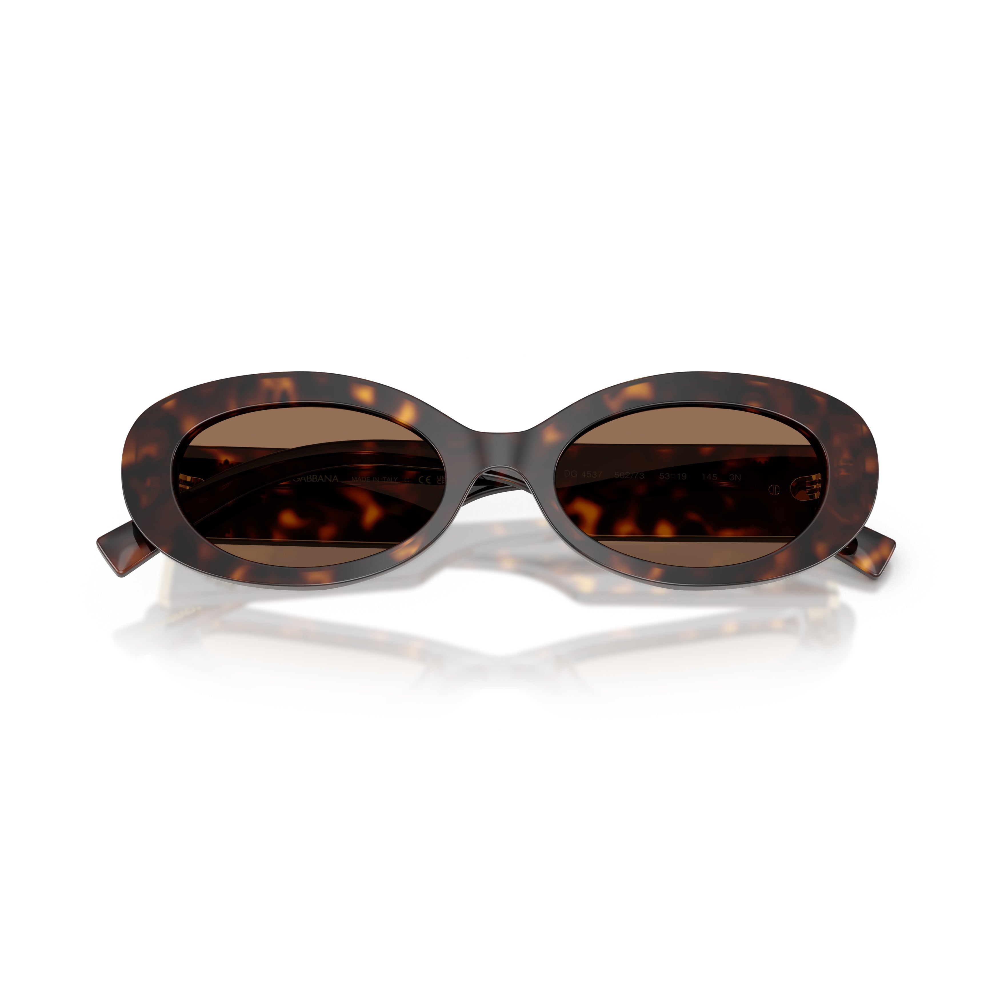 0Dg4537 Tortoiseshell Oval Sunglasses with Gold Heart Emblem