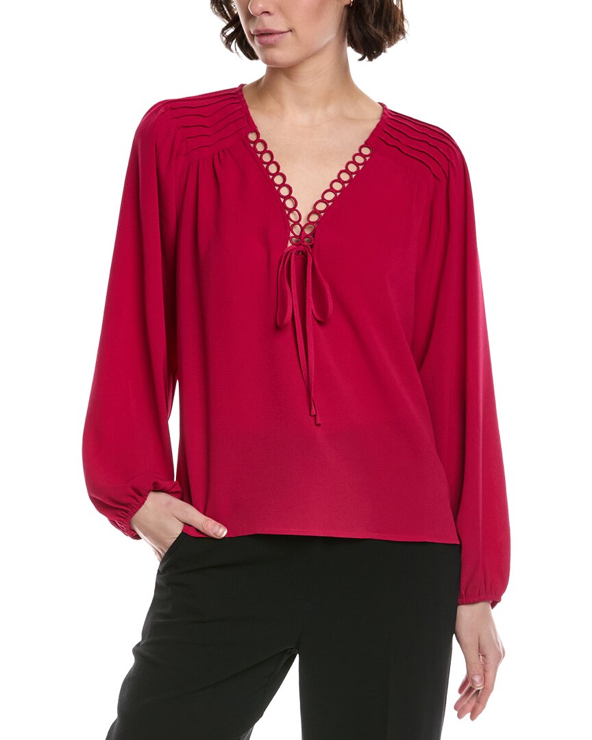 CeCe V-Neck Pintuck Blouse