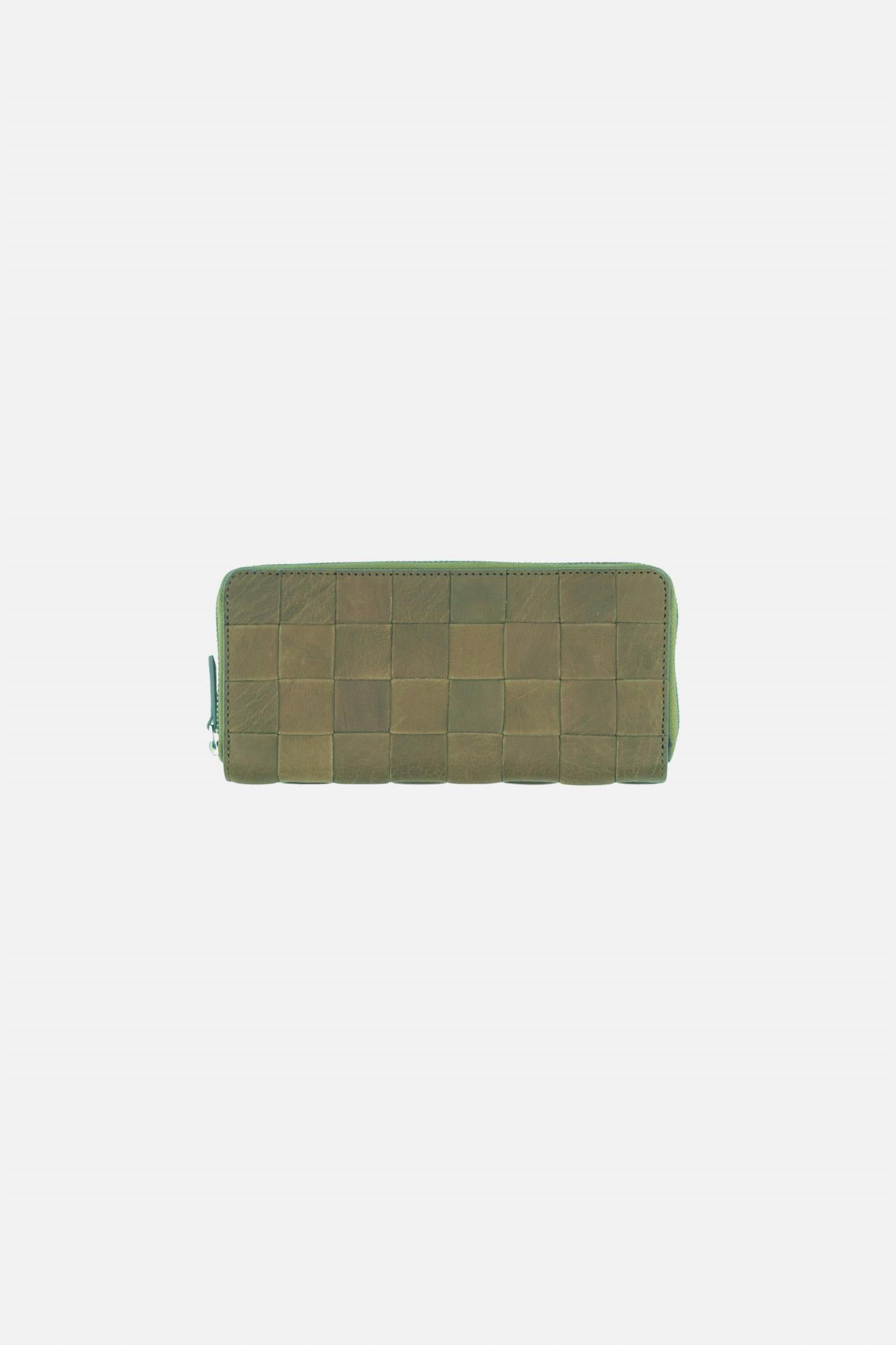 Women's Check Zip Around Wallet In Green
