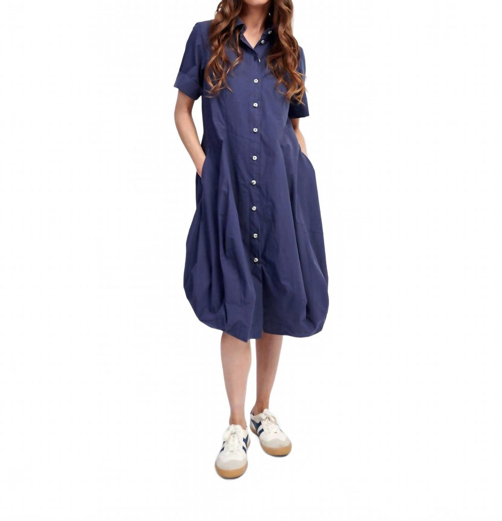 Barb Cotton Shirtdress In Navy