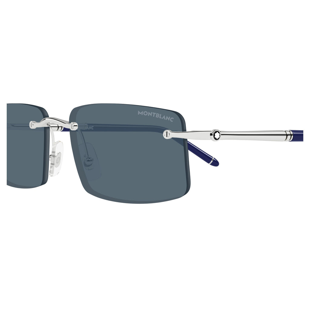 Rimless Rectangular Sunglasses With Metallic Silver Temples