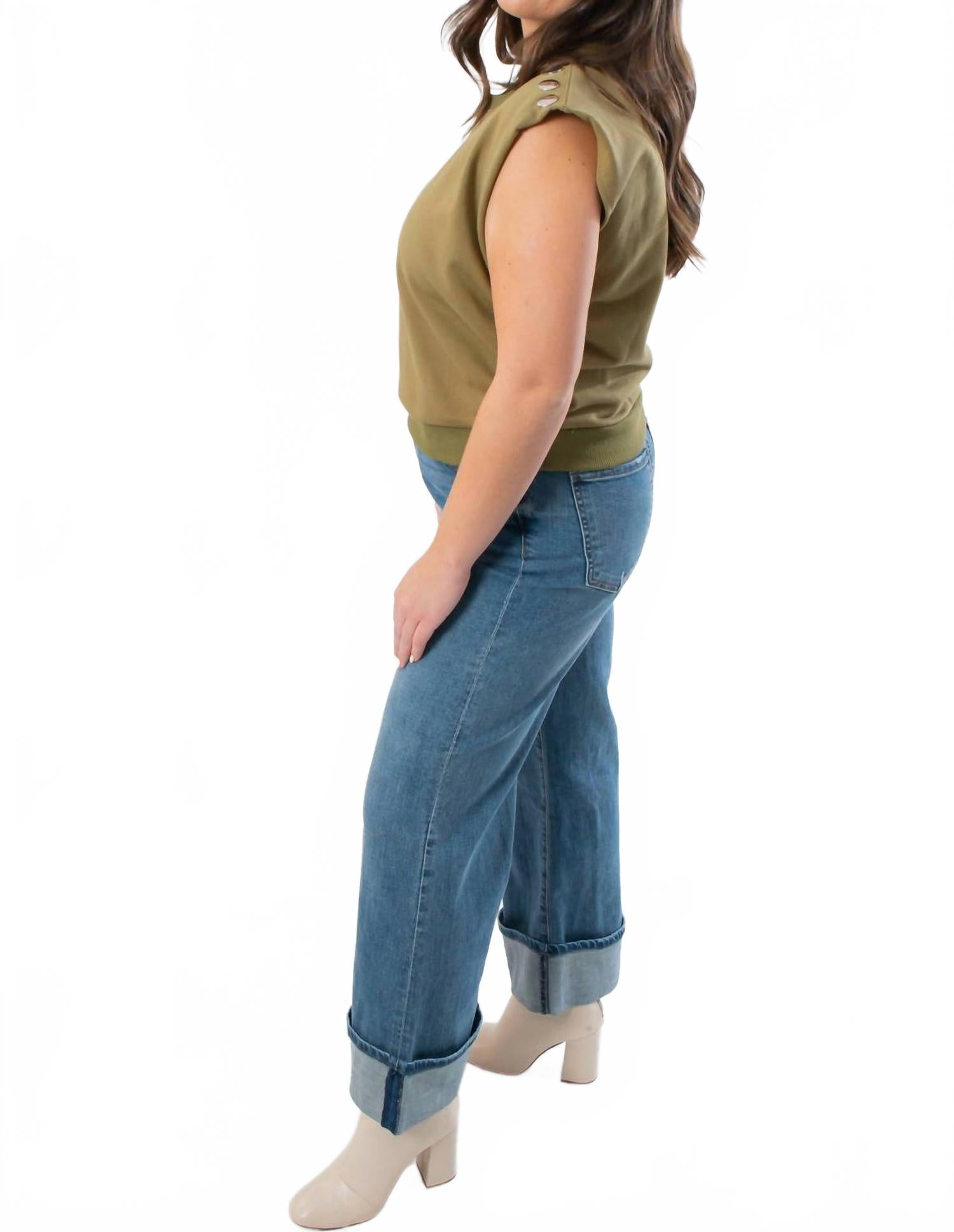 Studded Sleeveless Top In Olive Green