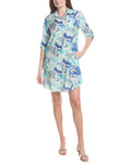 Renuar Woven Button Front Mini Dress