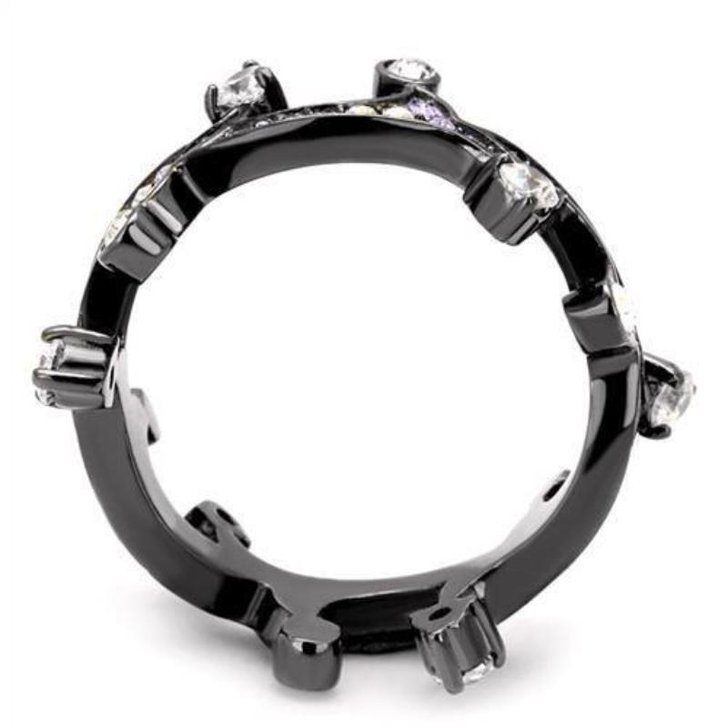 IP Light Black Stainless Steel Ring with AAA Grade CZ in Clear