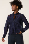 Women's Lace Contrast Button Down Shirt