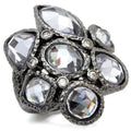 Ruthenium Brass Ring with AAA Grade CZ in Light Amethyst