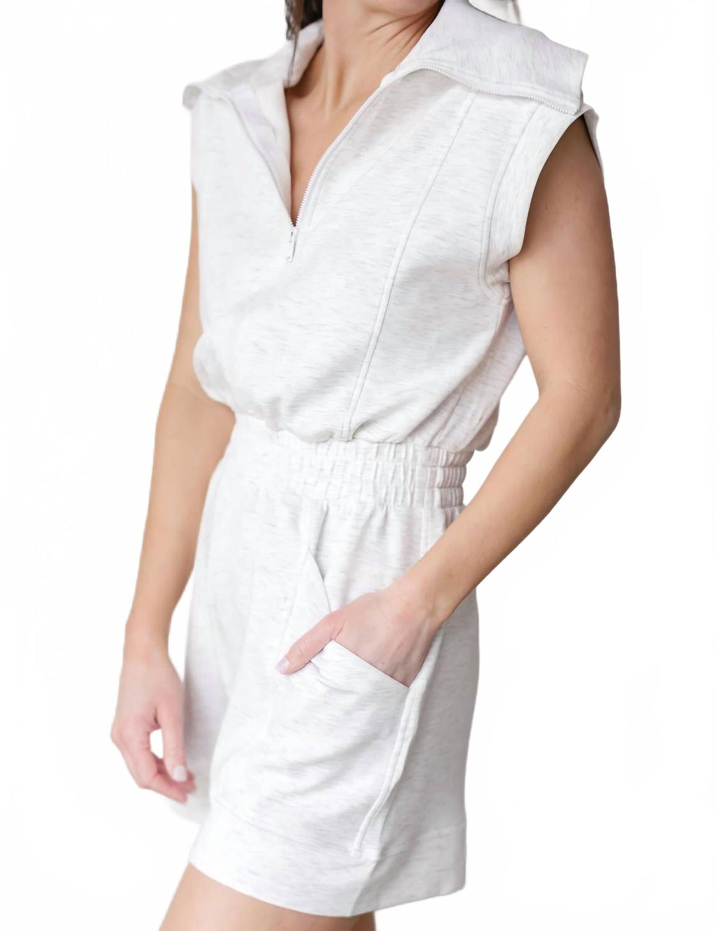 Hidden Path Romper In Light Grey