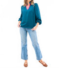 Kayla Long Sleeve Top In Gulf Coast