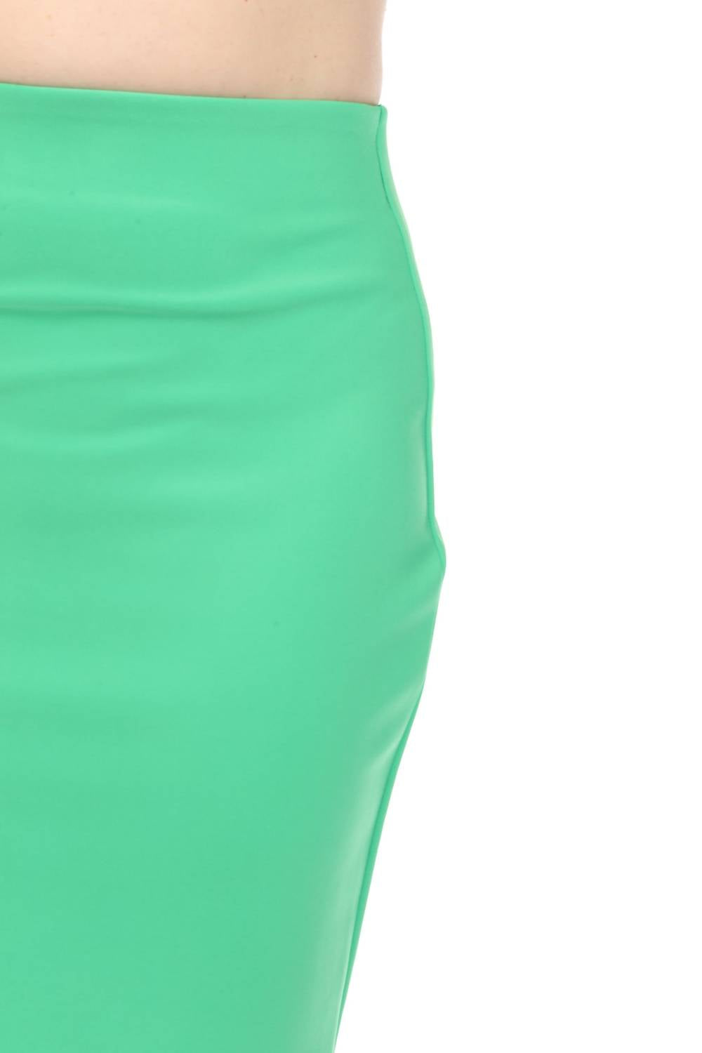 Stretch Pull On Pencil Skirt In Island Green