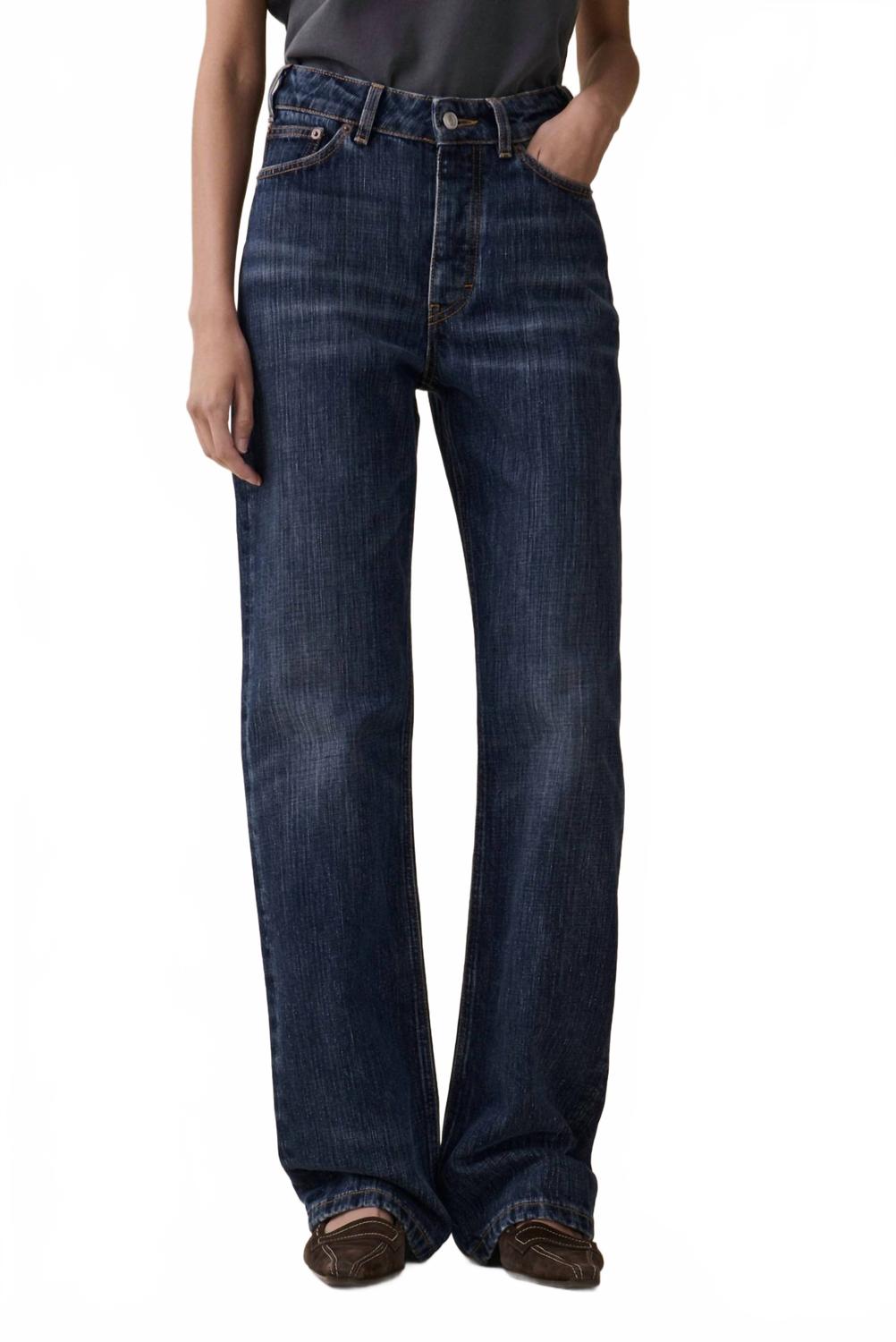 Virgo Mid Rise Straight Leg Jeans In Dark Blue Righe