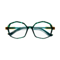 Parma Marbled Green Octagonal Frame Eyeglasses with Translucent Temples
