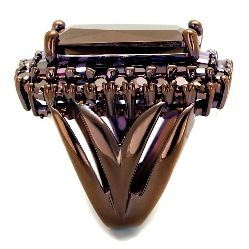 IP Coffee light Brass Ring with AAA Grade CZ in Light Coffee