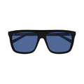 Bold Rectangular Frame Sunglasses With Deep Blue Lenses