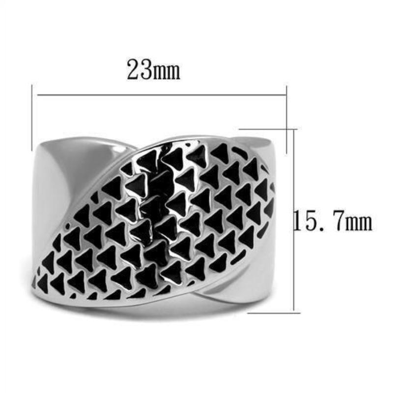 High polished (no plating) Stainless Steel Ring with Epoxy in Jet