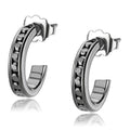 IP Light Black Brass Earrings with Top Grade Crystal in Light Gray