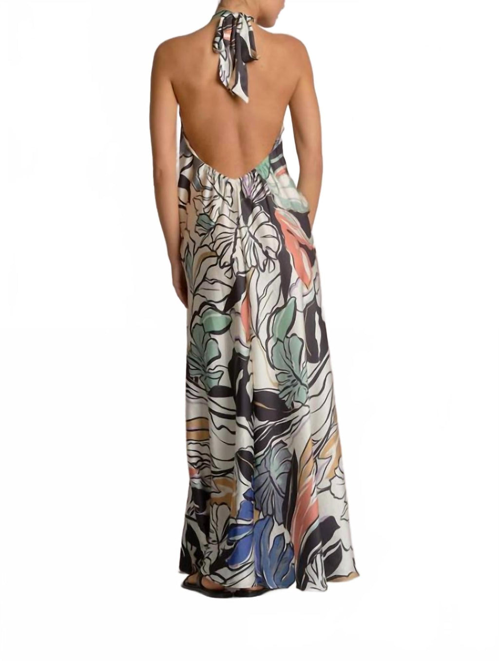 Botanical Halter Maxi Dress In Blue Floral