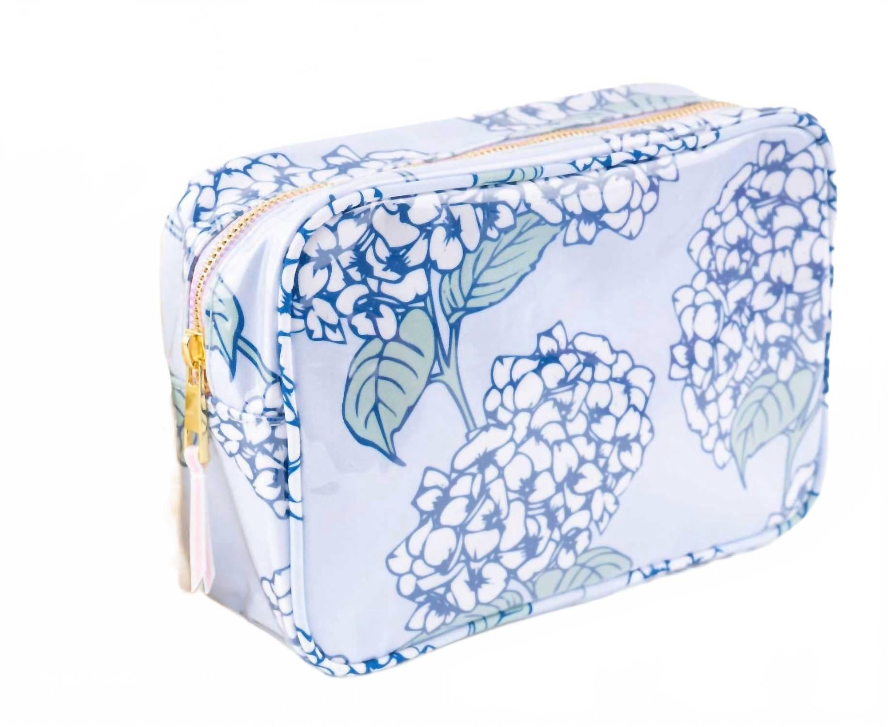 Women's Clear Coated Rectangular Cosmetic Case In Hydrangea Stem