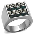 High polished (no plating) Stainless Steel Ring with Leather in Assorted