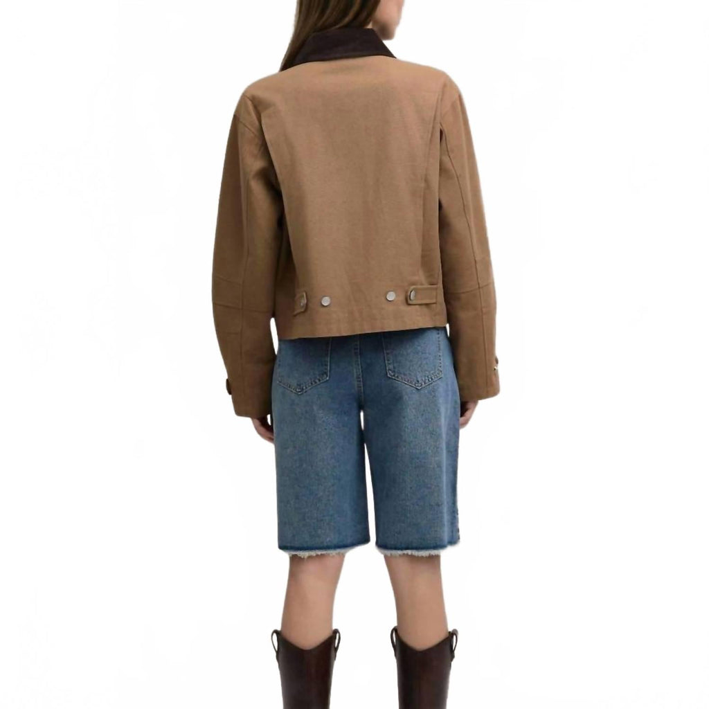 Uptown Cropped Utility Jacket In Brown