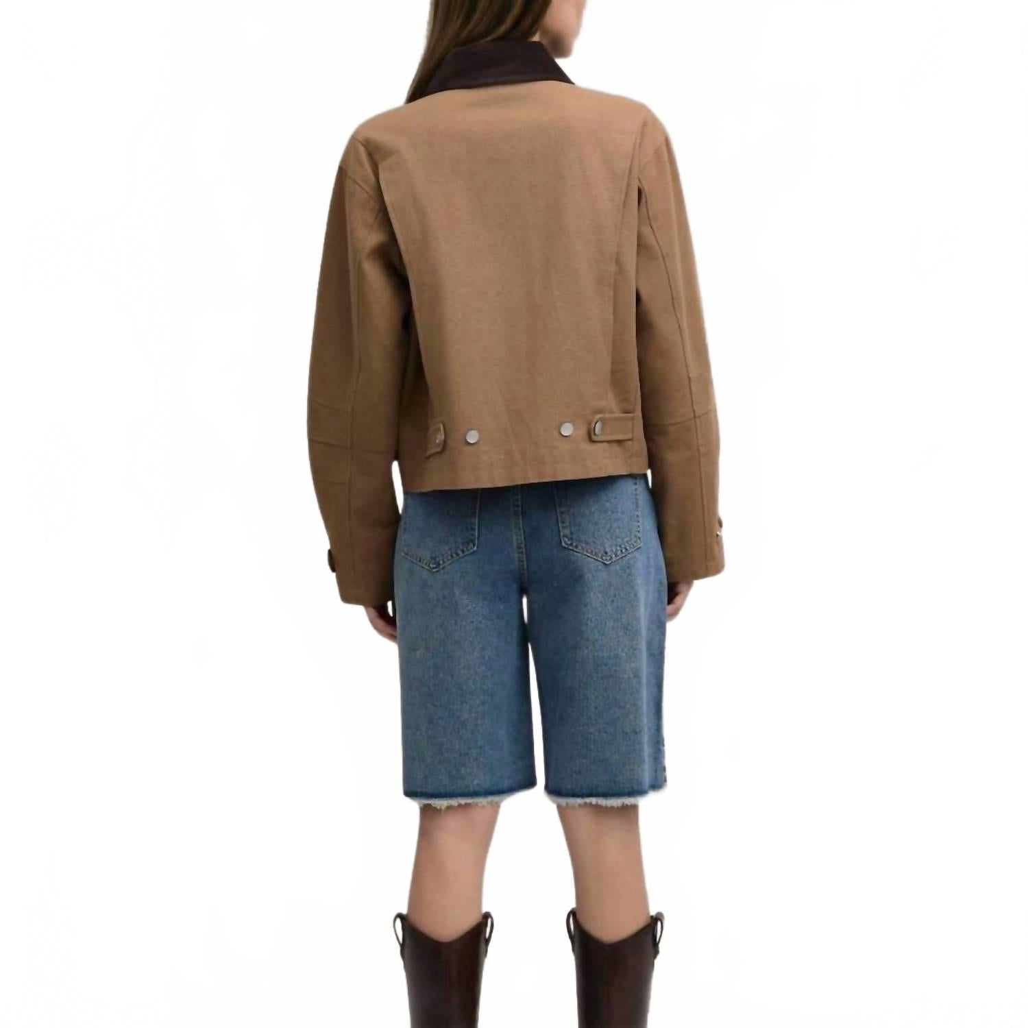 Uptown Cropped Utility Jacket In Brown