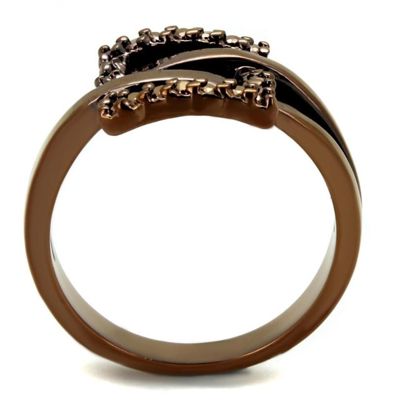 IP Coffee light Brass Ring with AAA Grade CZ in Light Coffee