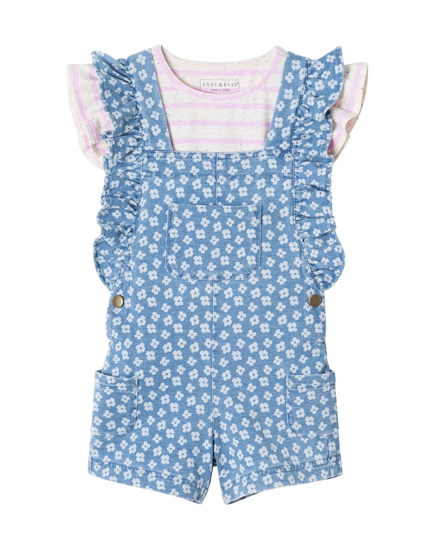 Andy & Evan Striped T-Shirt & Overall Set