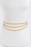Metal Chain Waist Belt with Decorative Stone Ring