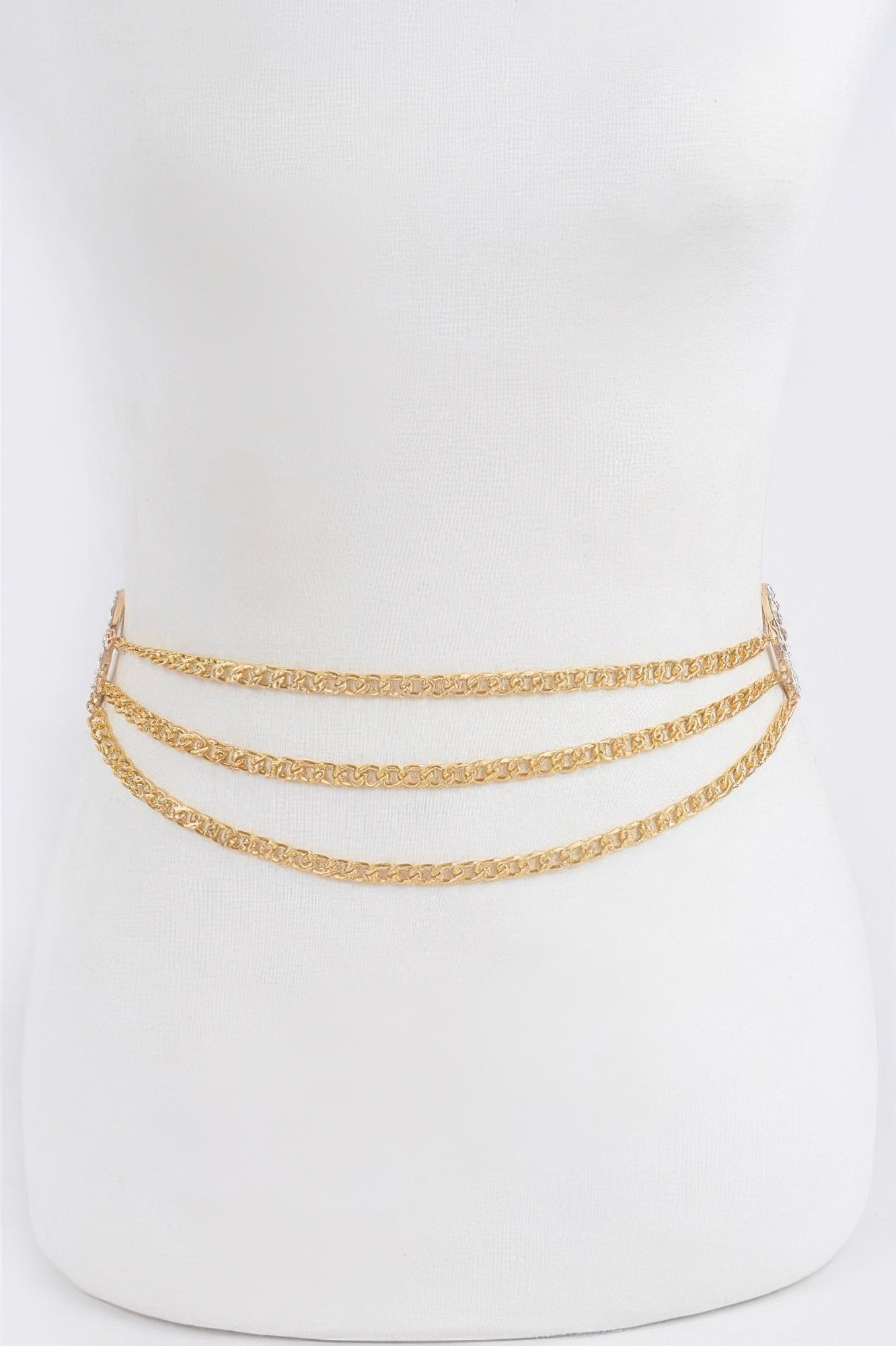 Metal Chain Waist Belt with Decorative Stone Ring