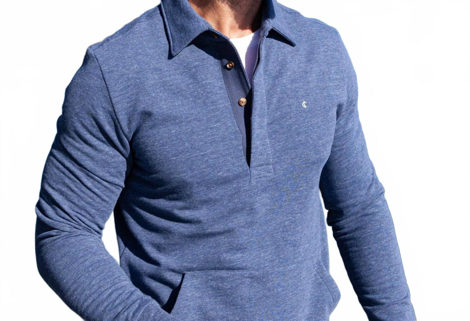 Collared Long Sleeve Sweatshirt In Heather Navy