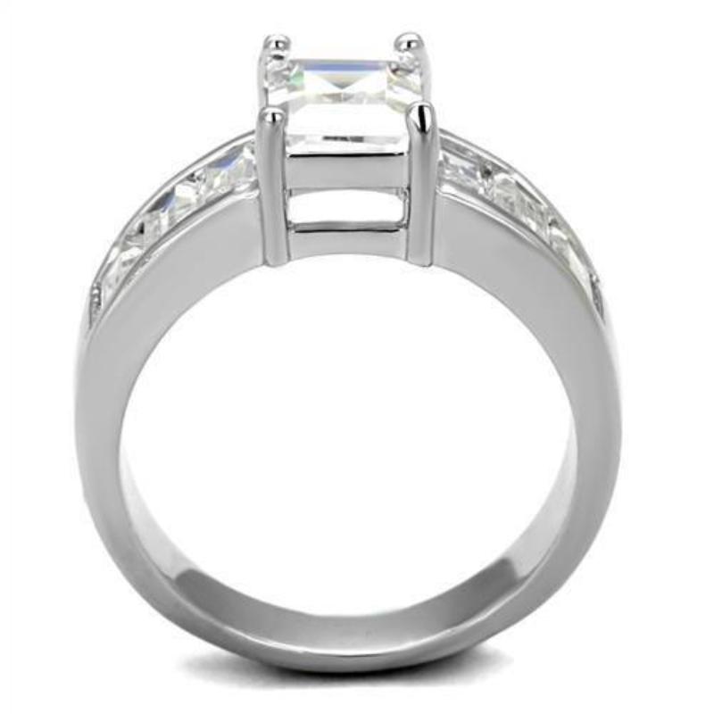 Rhodium Brass Ring with AAA Grade CZ in Clear