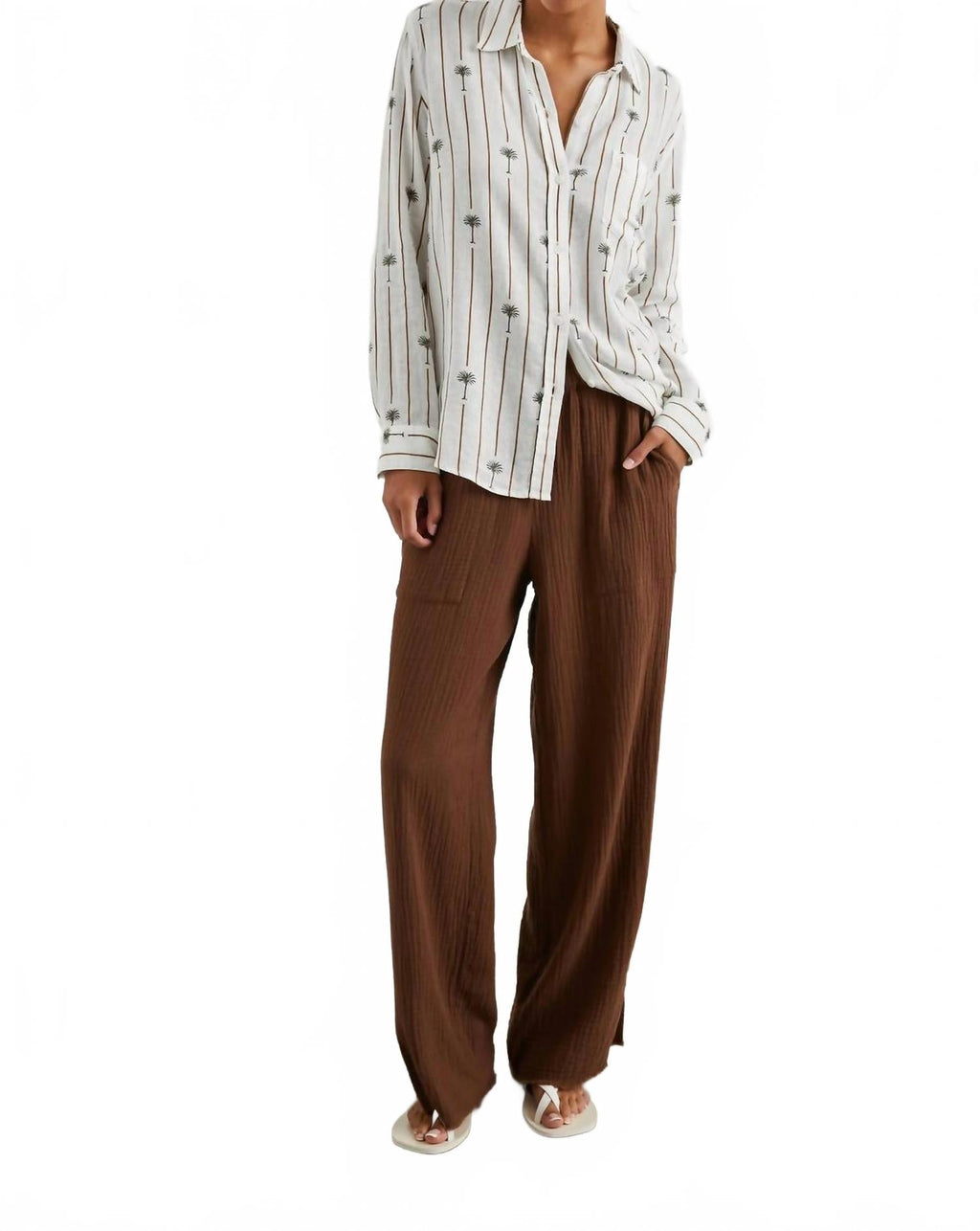 Leon Lightweight Double Gauze Pant In Cacao