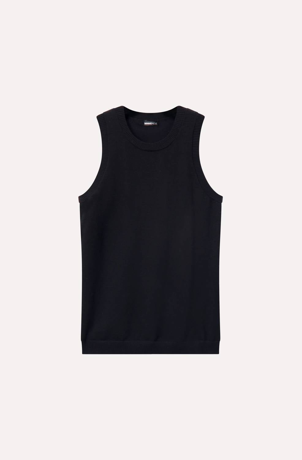 Viscose Crew Tank Top In Black