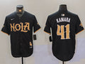 Men's New Orleans Saints Alvin Kamara #41 Black Replica Player Jersey1